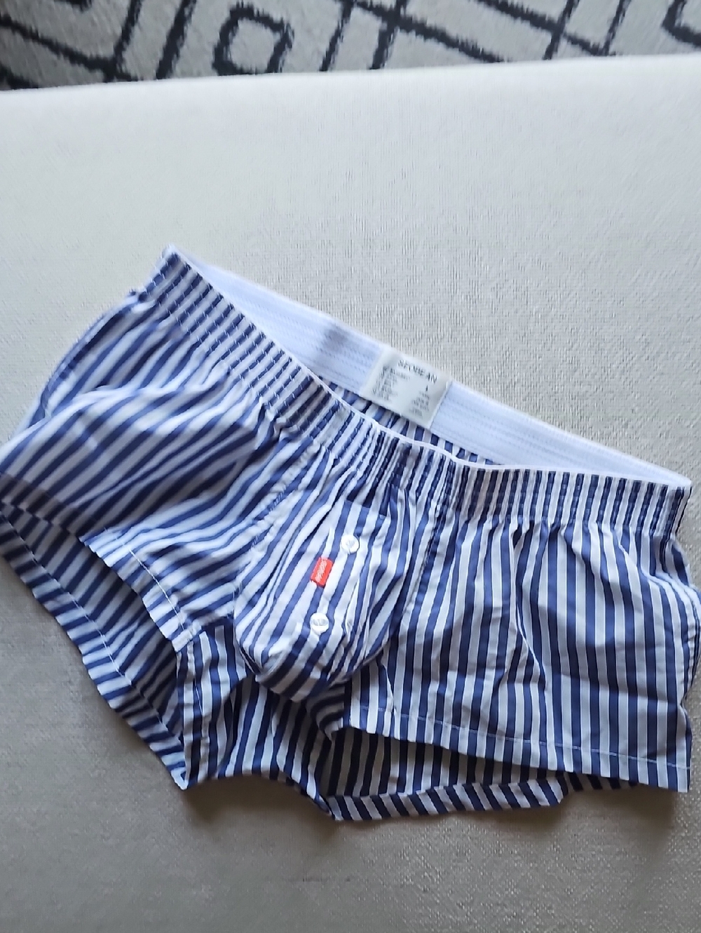 Striped Blue & White Men's Cotton Boxer Shorts - Classic Comfort